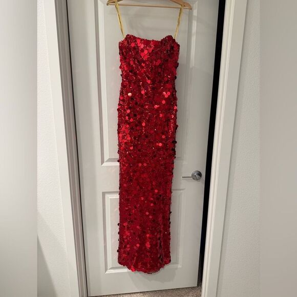 NWOT BRONX AND BANCO FARAH RED STRAPLESS GOWN - Picture 12 of 15